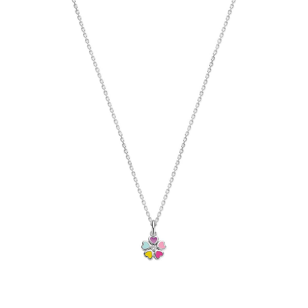 vDam Ketting Bloem Zirkonia 36 + 4 Cm Zilver Gerhodineerd 1340074