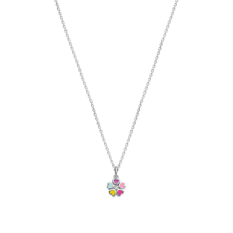 vDam Ketting Bloem Zirkonia 36 + 4 Cm Zilver Gerhodineerd 1340074