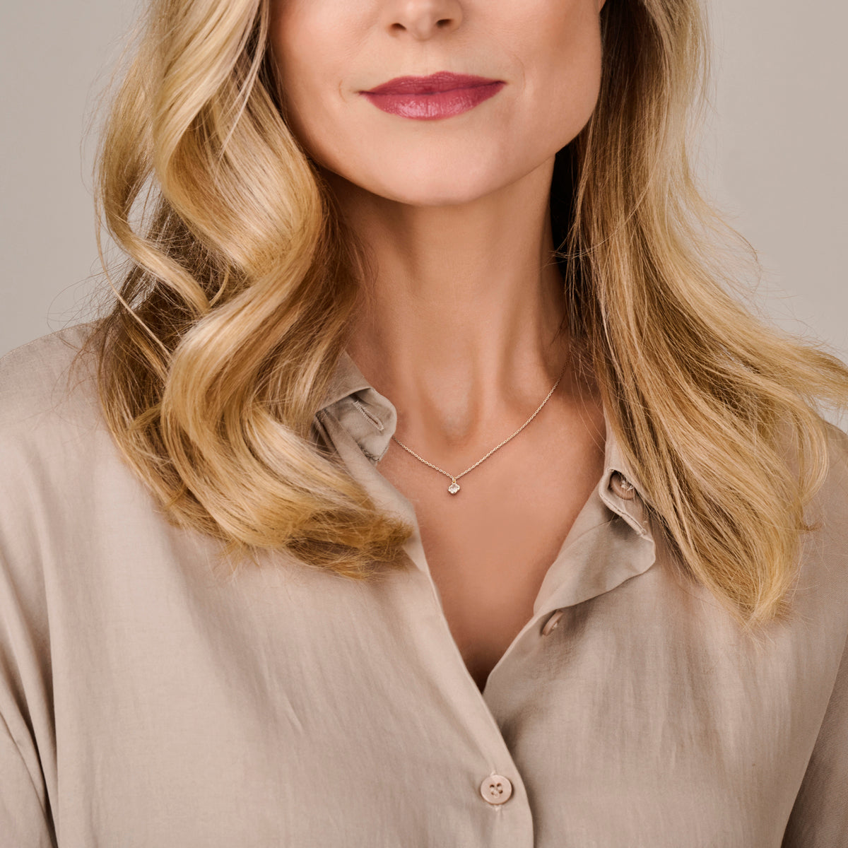 vDam Ketting Bloem Zirkonia 41cm + 4 Cm Zilver Gerhodineerd 1338674  41cm