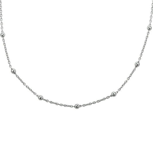 vDam Ketting Bolletjes 1,2 Mm 40 + 4 Cm Zilver Gerhodineerd 1327014