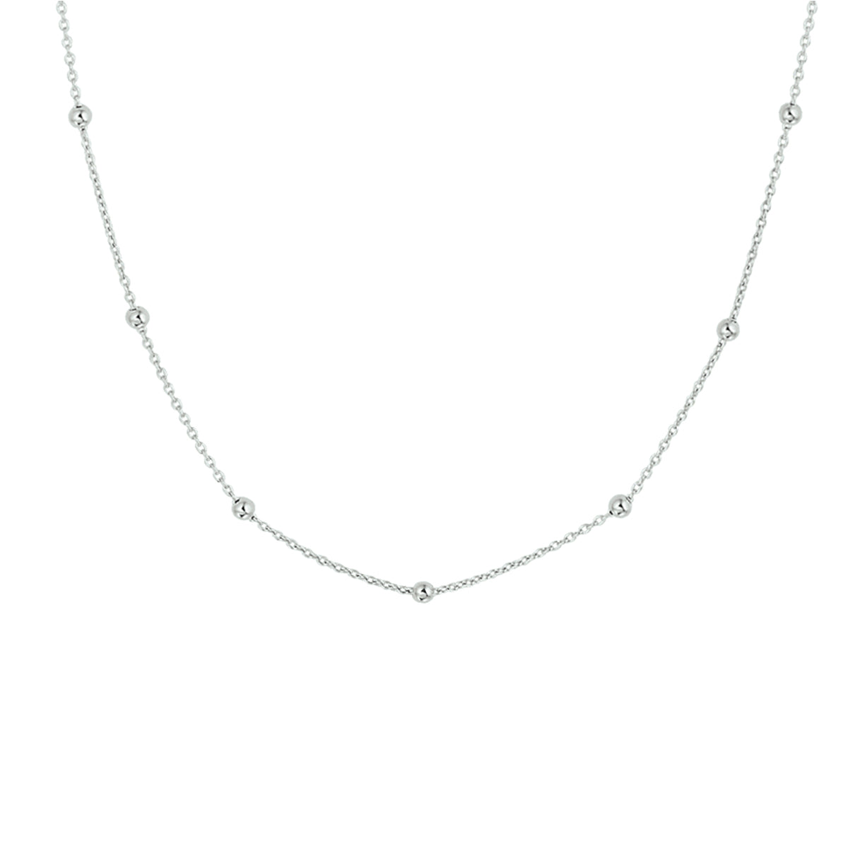 vDam Ketting Bolletjes 2,0 Mm 40 + 4 Cm Zilver Gerhodineerd 1330906