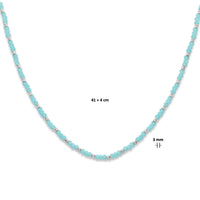 vDam Ketting Bolletjes Gediamanteerd En Aquablauw Glas 3,0 Mm 41cm + 4 Cm Zilver Gerhodineerd 133641cm2  41cm