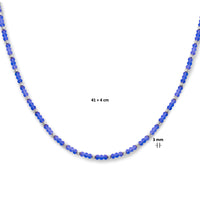 vDam Ketting Bolletjes Gediamanteerd En Blauw Glas 3,0 Mm 41cm + 4 Cm Zilver Gerhodineerd 133641cm6  41cm