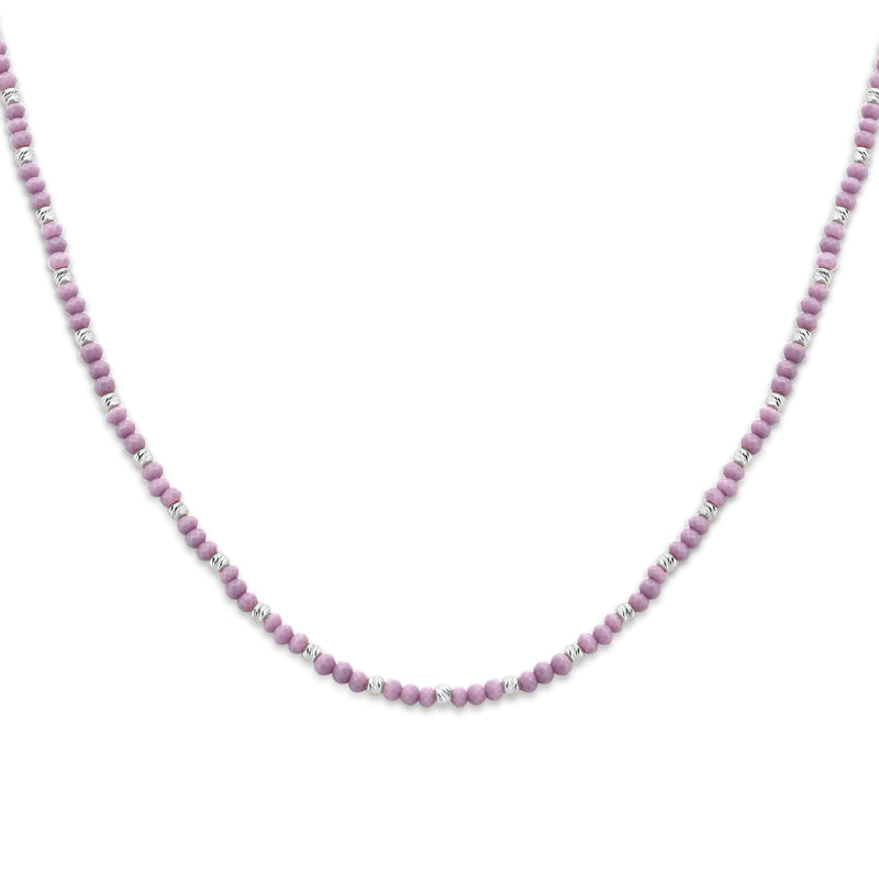 vDam Ketting Bolletjes Gediamanteerd En Violet Glas 3,0 Mm 41 + 4 Cm Zilver Gerhodineerd 1336413