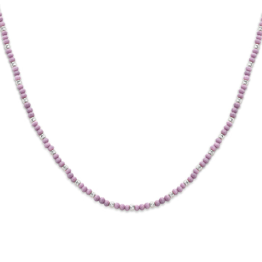 vDam Ketting Bolletjes Gediamanteerd En Violet Glas 3,0 Mm 41 + 4 Cm Zilver Gerhodineerd 1336413