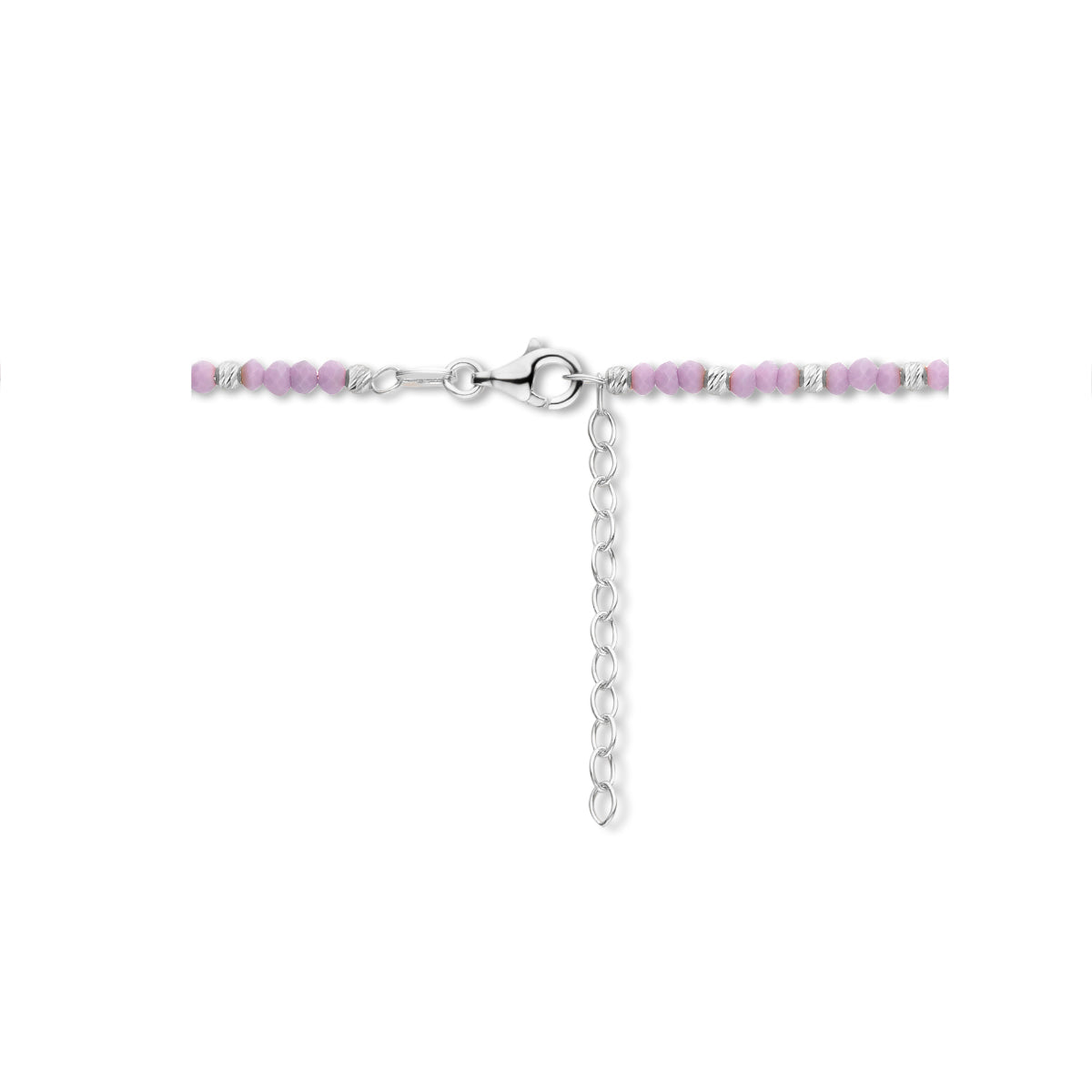 vDam Ketting Bolletjes Gediamanteerd En Violet Glas 3,0 Mm 41cm + 4 Cm Zilver Gerhodineerd 133641cm3  41cm