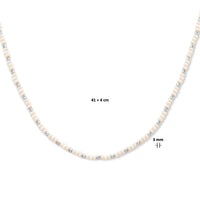 vDam Ketting Bolletjes Gediamanteerd En Wit Glas 3,0 Mm 41cm + 4 Cm Zilver Gerhodineerd 1336373  41cm