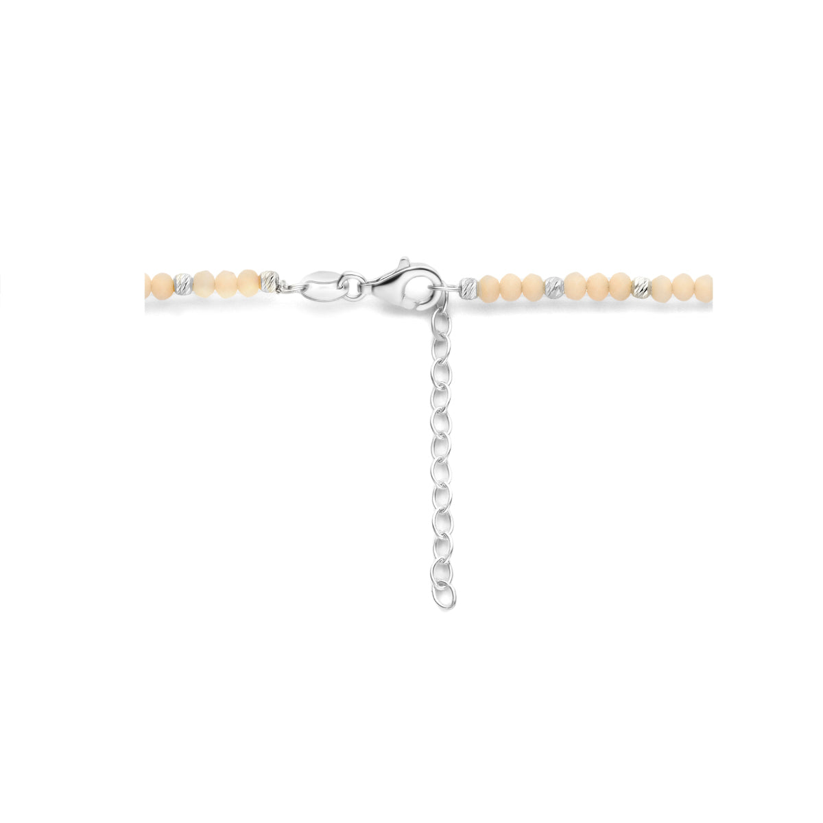 vDam Ketting Bolletjes Gediamanteerd En Zachtgeel Glas 3,0 Mm 41cm + 4 Cm Zilver Gerhodineerd 133641cm7  41cm