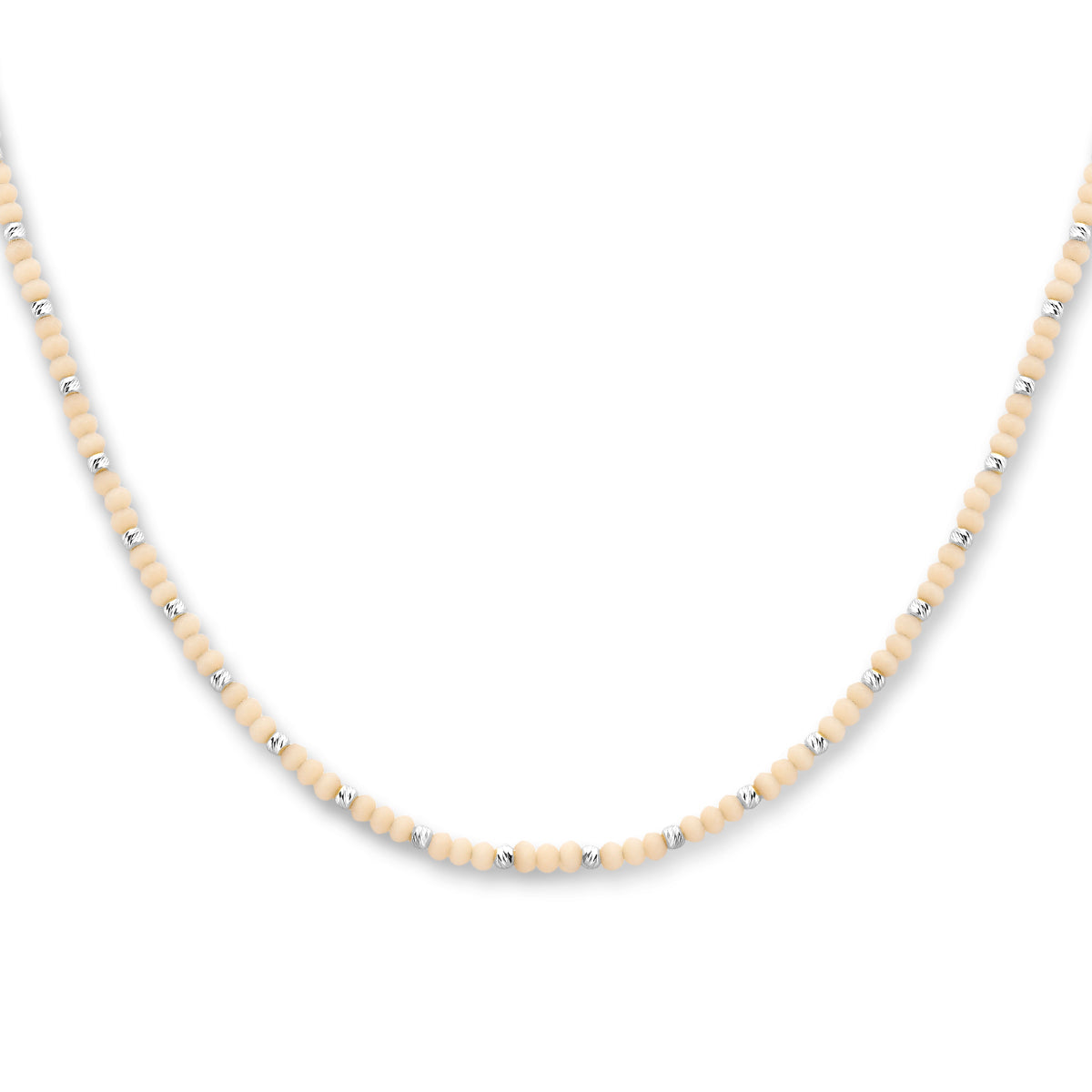 vDam Ketting Bolletjes Gediamanteerd En Zachtgeel Glas 3,0 Mm 41 + 4 Cm Zilver Gerhodineerd 1336417