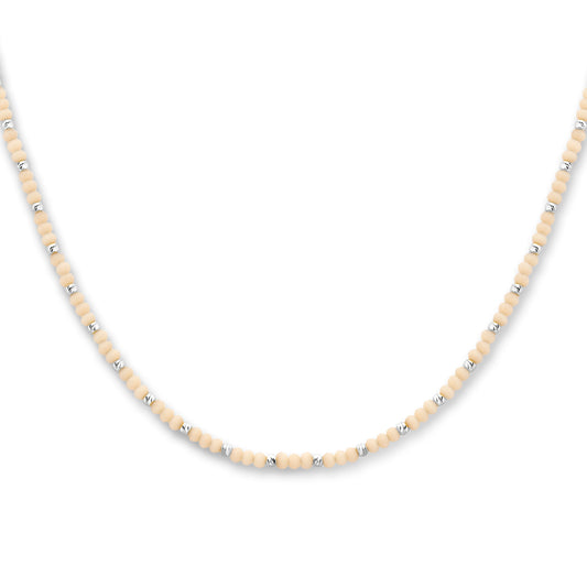 vDam Ketting Bolletjes Gediamanteerd En Zachtgeel Glas 3,0 Mm 41 + 4 Cm Zilver Gerhodineerd 1336417