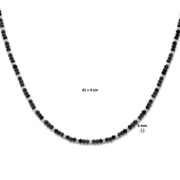 vDam Ketting Bolletjes Gediamanteerd En Zwart Glas 3,0 Mm 41cm + 4 Cm Zilver Gerhodineerd 133641cm4  41cm