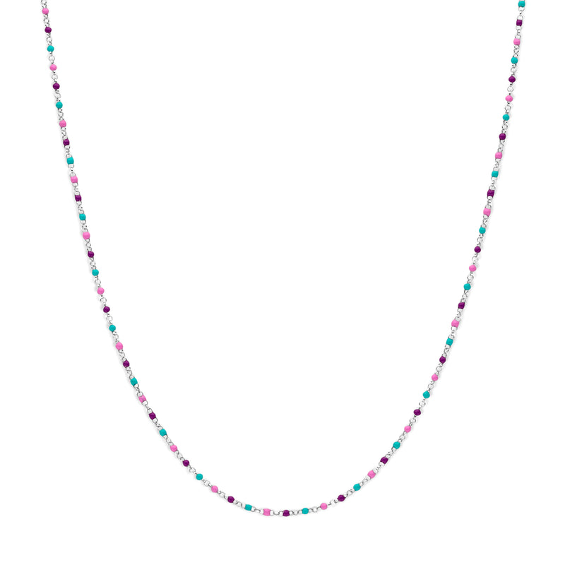 vDam Ketting Bolletjes Gekleurd Emaille 36 + 4 Cm Zilver Gerhodineerd 1339013