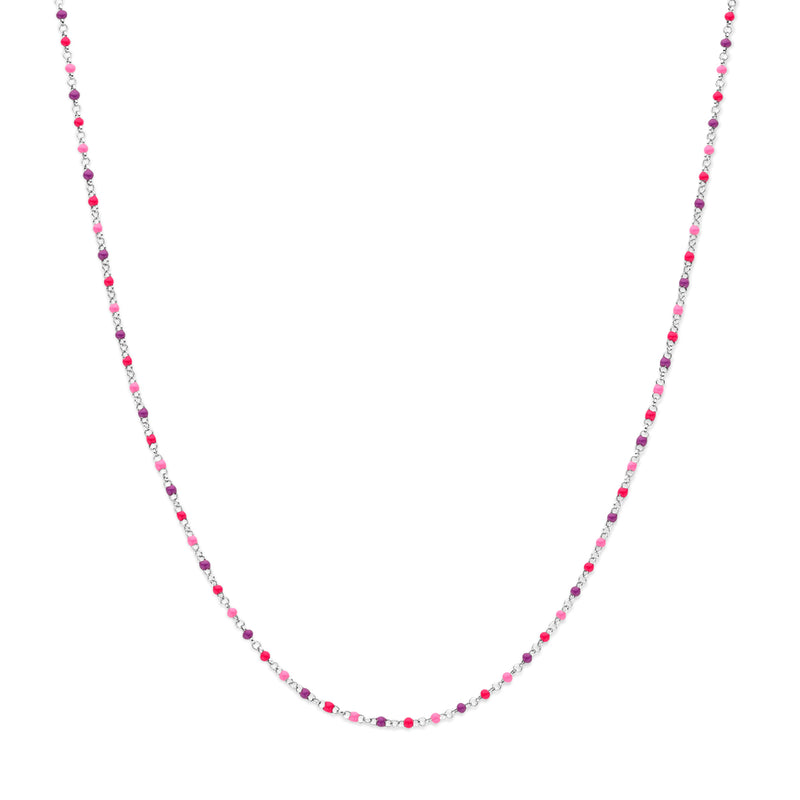 vDam Ketting Bolletjes Gekleurd Emaille 36 + 4 Cm Zilver Gerhodineerd 1339015