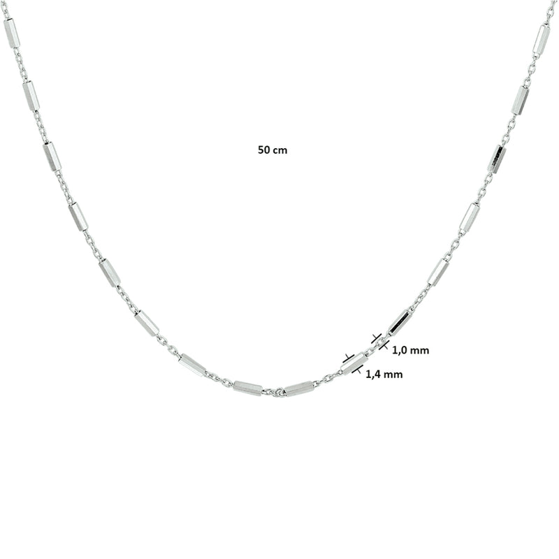 vDam Ketting Buisjes 1,4 Mm Zilver Gerhodineerd 1332733  50cm