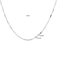 vDam Ketting Buisjes 1,4 Mm Zilver Gerhodineerd 1332736  60cm