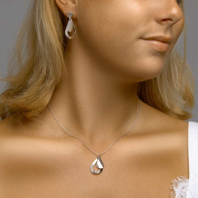 vDam Ketting Druppel Poli/mat 40cm + 4 Cm Zilver Gerhodineerd 1333315  40cm