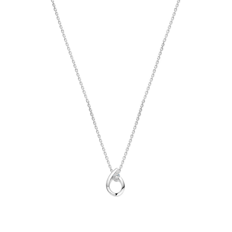 vDam Ketting Druppel Zirkonia 41 + 4 Cm Zilver Gerhodineerd 1340224