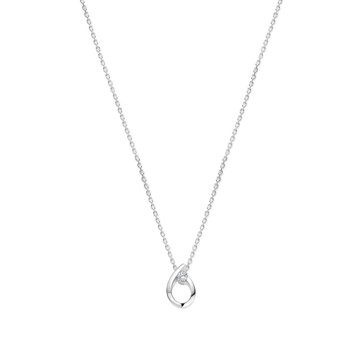 vDam Ketting Druppel Zirkonia 41 + 4 Cm Zilver Gerhodineerd 1340225