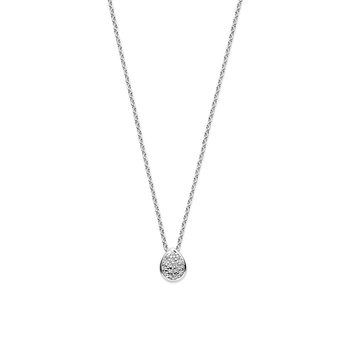 vDam Ketting Druppel Zirkonia 41 - 43 - 45 Cm Zilver Gerhodineerd 1341683
