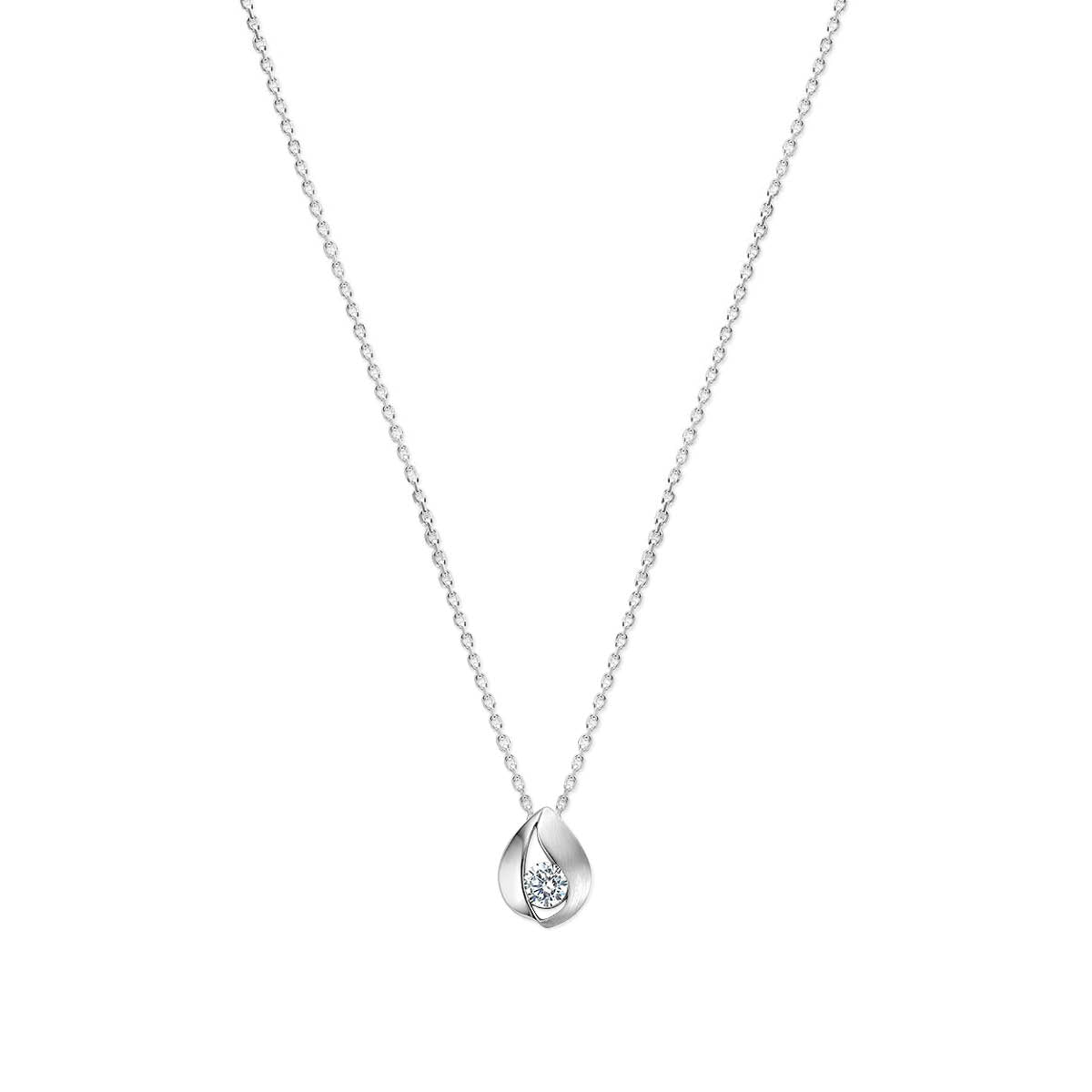 vDam Ketting Druppel Zirkonia Poli/mat 41 + 4 Cm Zilver Gerhodineerd 1340064