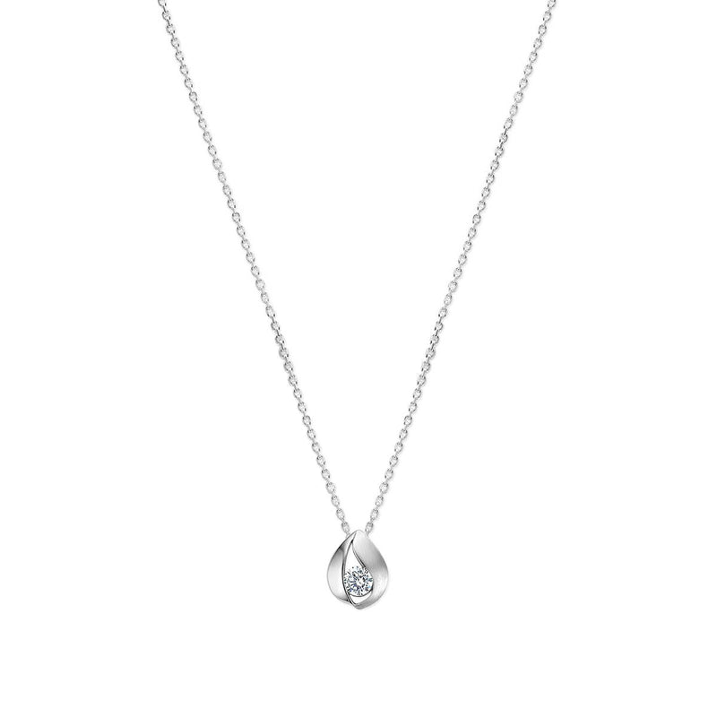 vDam Ketting Druppel Zirkonia Poli/mat 41 + 4 Cm Zilver Gerhodineerd 1340064