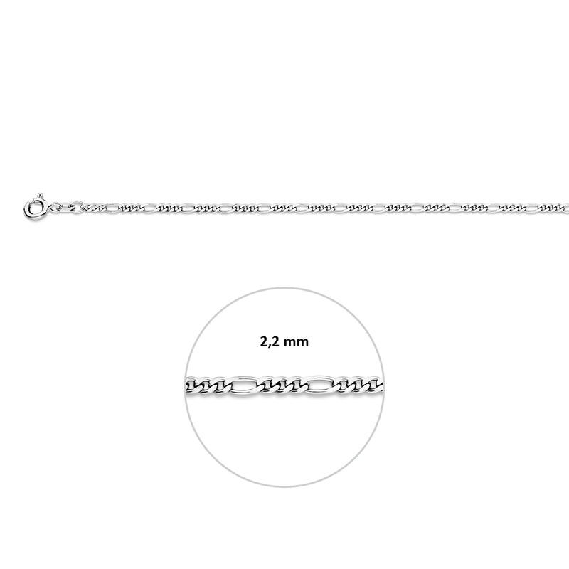 vDam Ketting Figaro 2,2 Mm Zilver Gerhodineerd 1333675  50cm