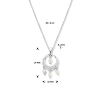 vDam Ketting Filigrain En Swarovski Parels 45cm + 5 Cm Zilver Gerhodineerd 1336369  45cm
