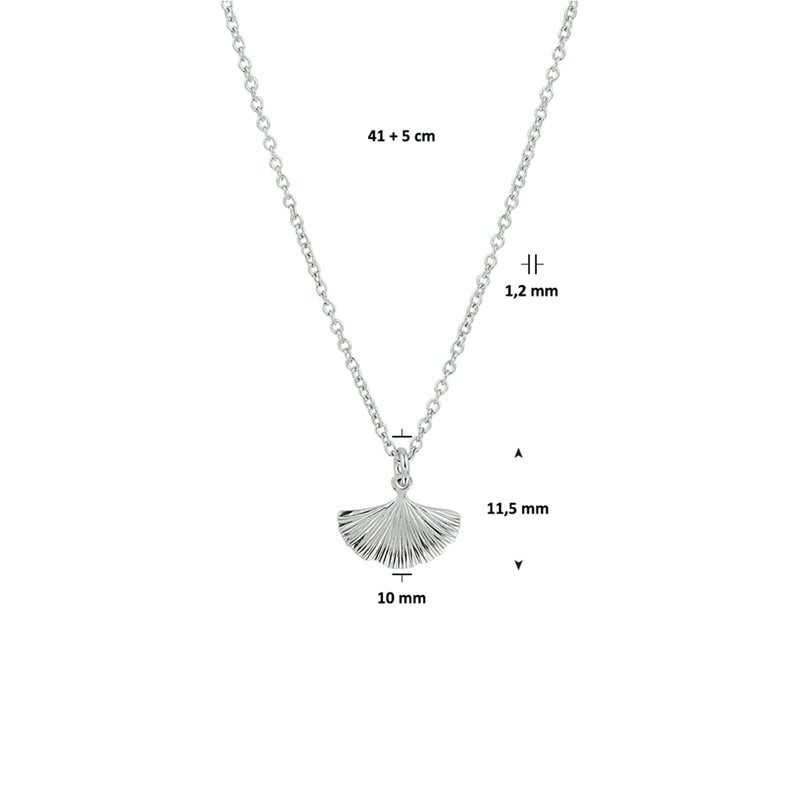 vDam Ketting Ginkgo Blad 41cm + 5 Cm Zilver Gerhodineerd 1329774  41cm