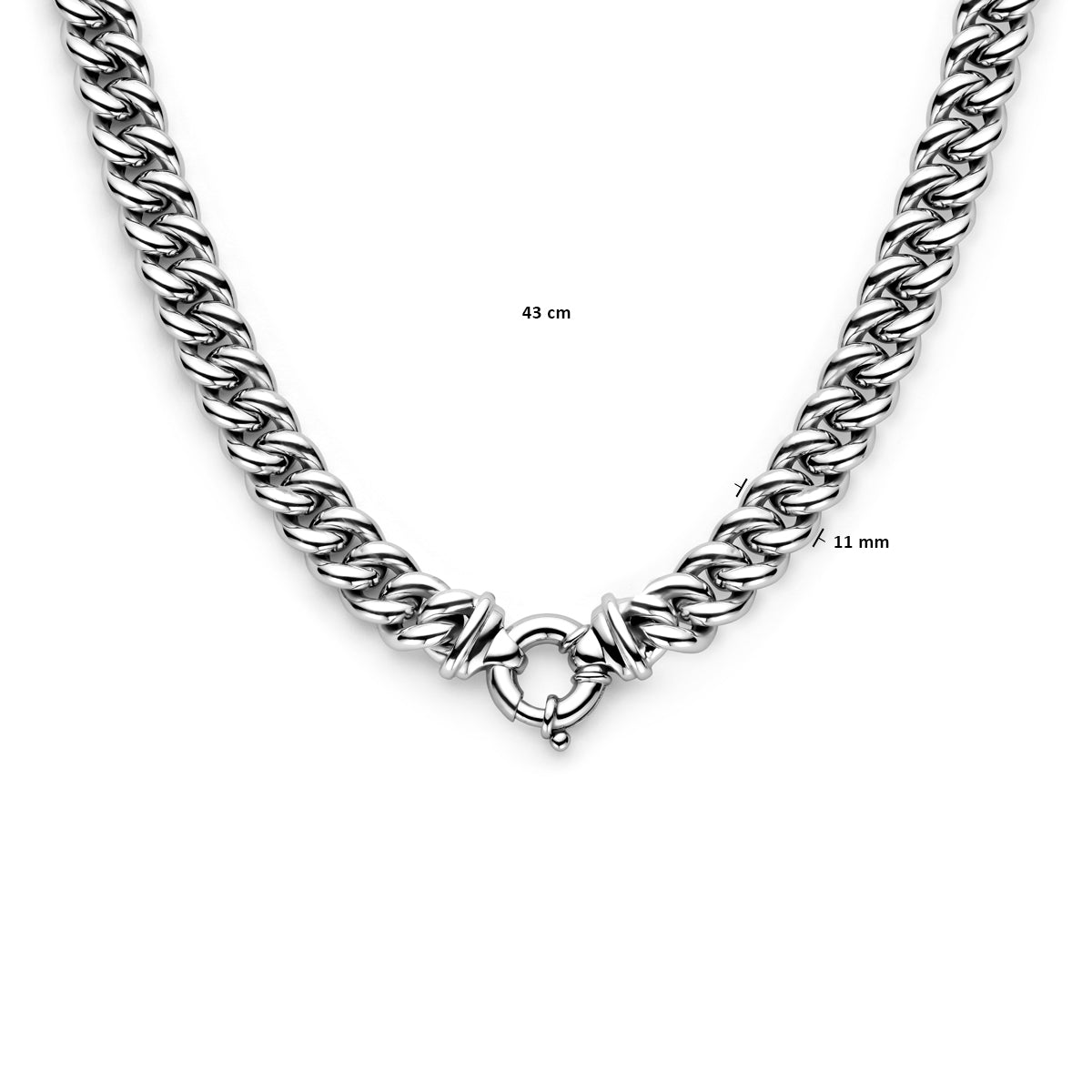 vDam Ketting Gourmette 10,6 Mm  43cm Cm Met Groot Springslot Zilver Gerhodineerd 1338584  43cm