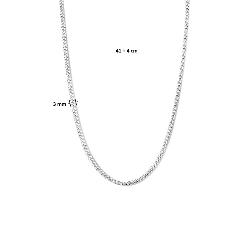 vDam Ketting Gourmette 3,0 Mm 41cm + 4 Cm Zilver Gerhodineerd 1335068  41cm