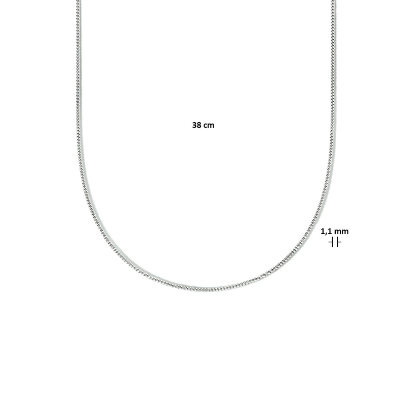 vDam Ketting Gourmette 4-zijdes Geslepen 1,1 Mm Zilver Gerhodineerd 1333554  38cm