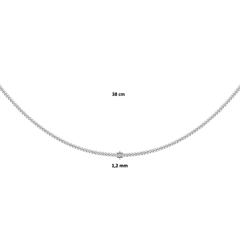 vDam Ketting Gourmette 4-zijdes Geslepen 1,2 Mm Zilver Gerhodineerd 1330056  38cm