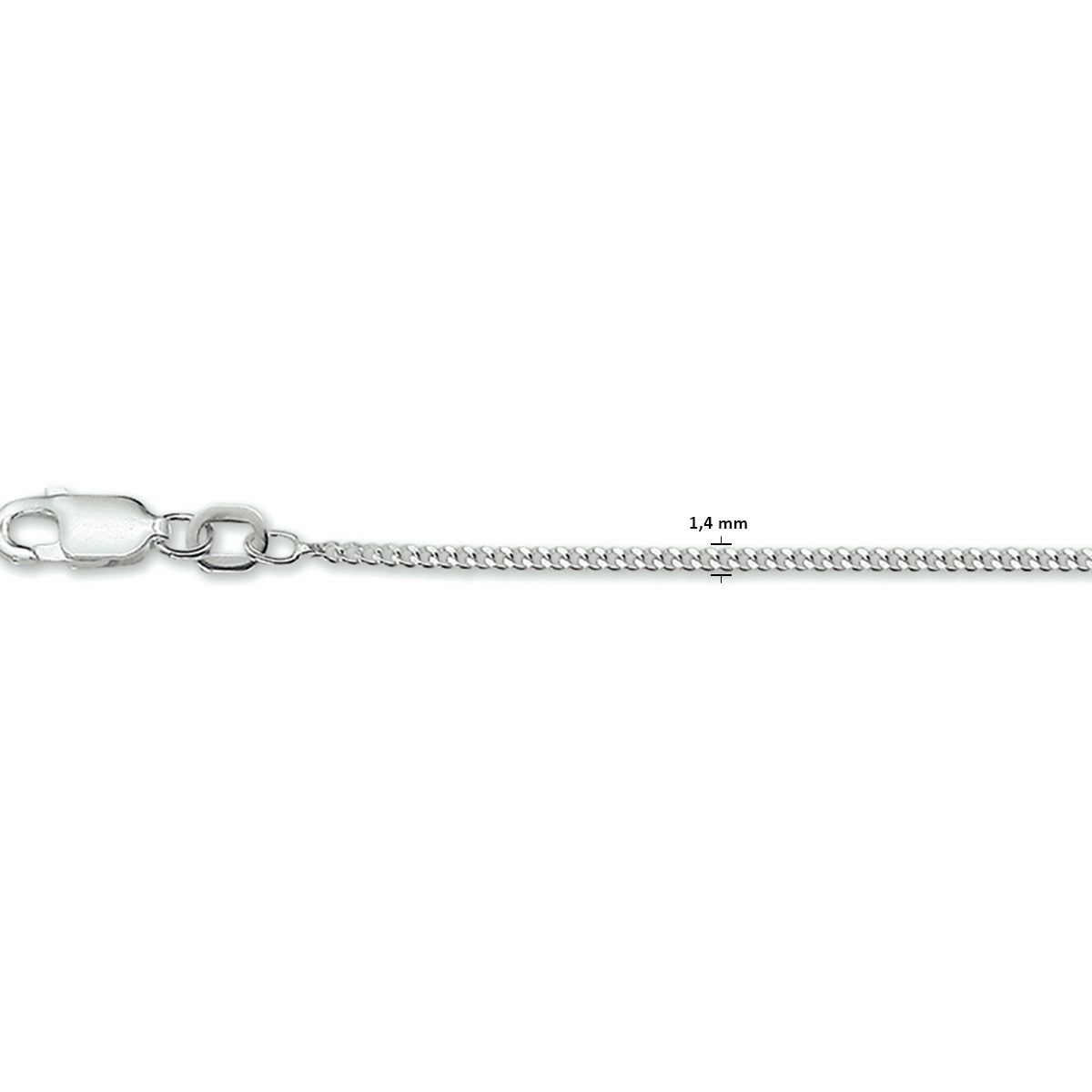 vDam Ketting Gourmette 4-zijdes Geslepen 1,4 Mm Zilver Gerhodineerd 1330481  60cm