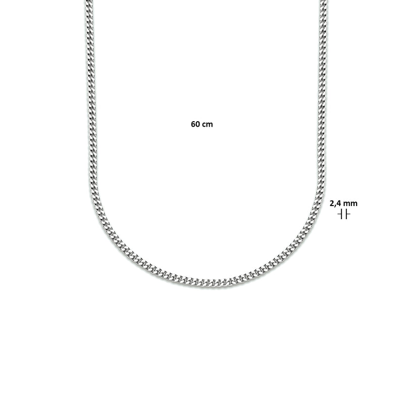 vDam Ketting Gourmette 4-zijdes Geslepen 2,4 Mm Zilver Gerhodineerd 1333559  60cm