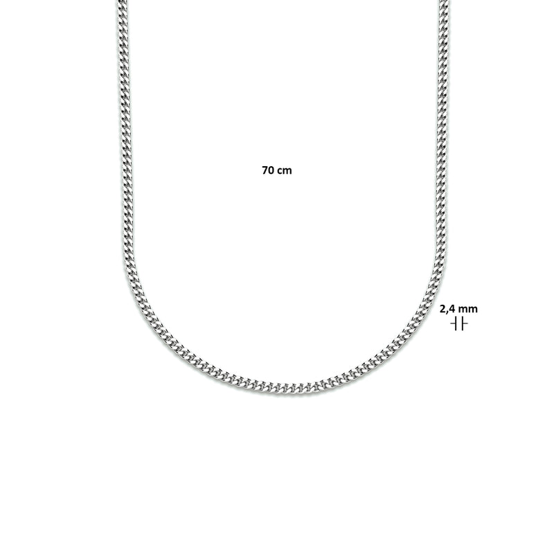 vDam Ketting Gourmette 4-zijdes Geslepen 2,4 Mm Zilver Gerhodineerd 1333560  70cm