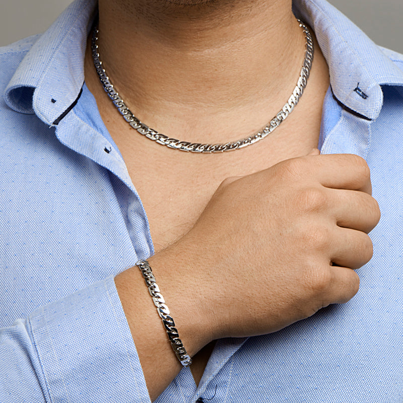 vDam Ketting Gourmette 6,6 Mm Zilver Gerhodineerd 1330182  50cm