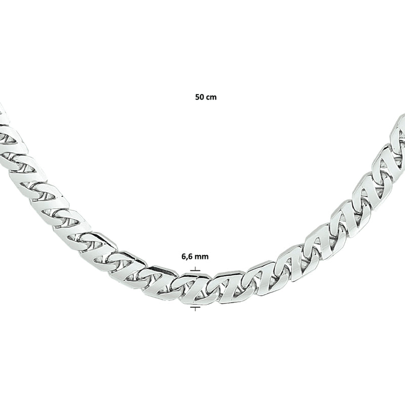 vDam Ketting Gourmette 6,6 Mm Zilver Gerhodineerd 1330182  50cm