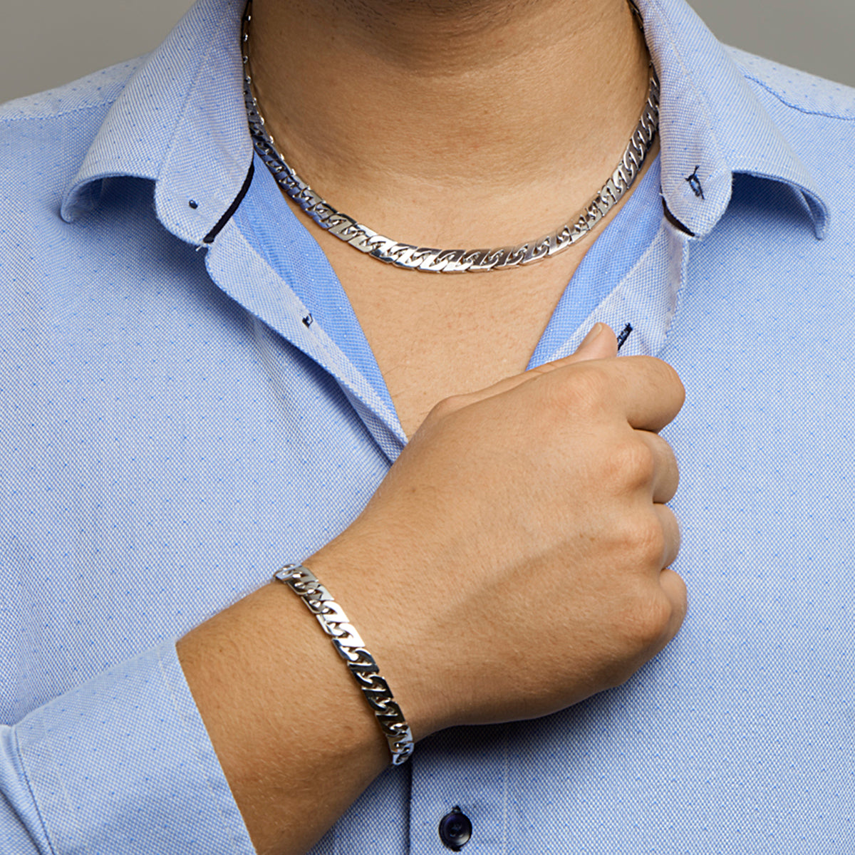 vDam Ketting Gourmette 8,2 Mm Zilver Gerhodineerd 1330510  50cm