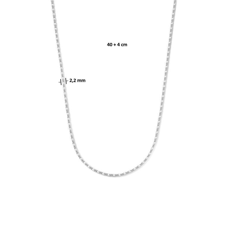 vDam Ketting Gourmette Met Tussenstuk 2,2 Mm 40cm + 4 Cm Zilver Gerhodineerd 1335673  40cm
