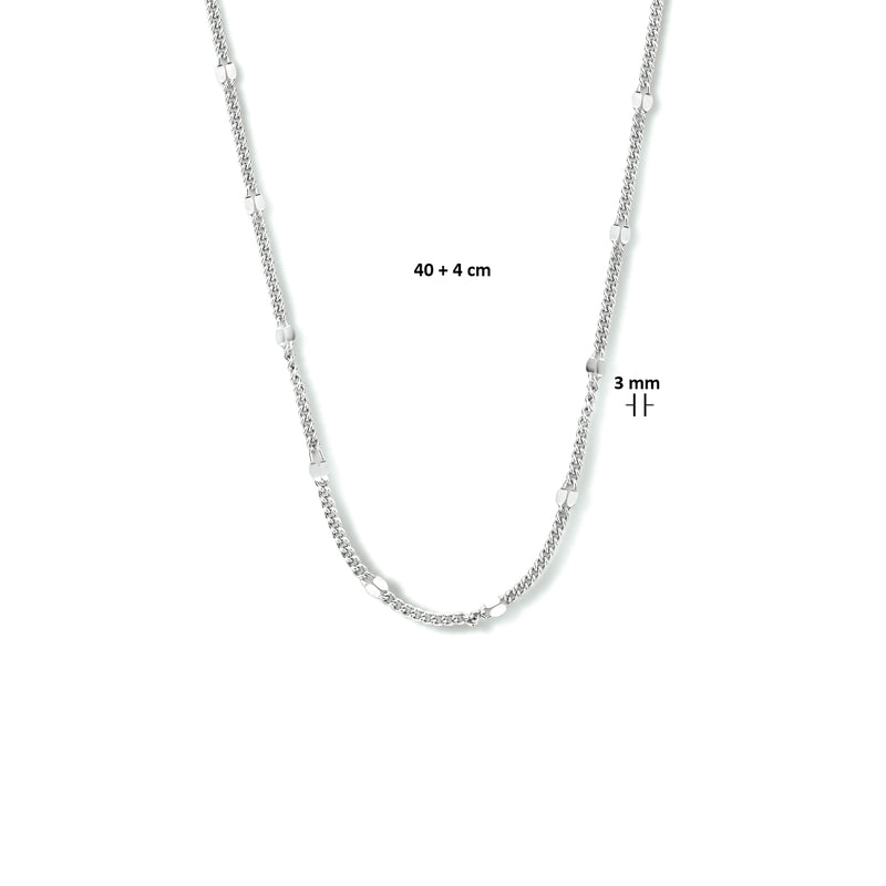 vDam Ketting Gourmette Met Tussenstuk 3,0 Mm 40cm + 4 Cm Zilver Gerhodineerd 1333550  40cm