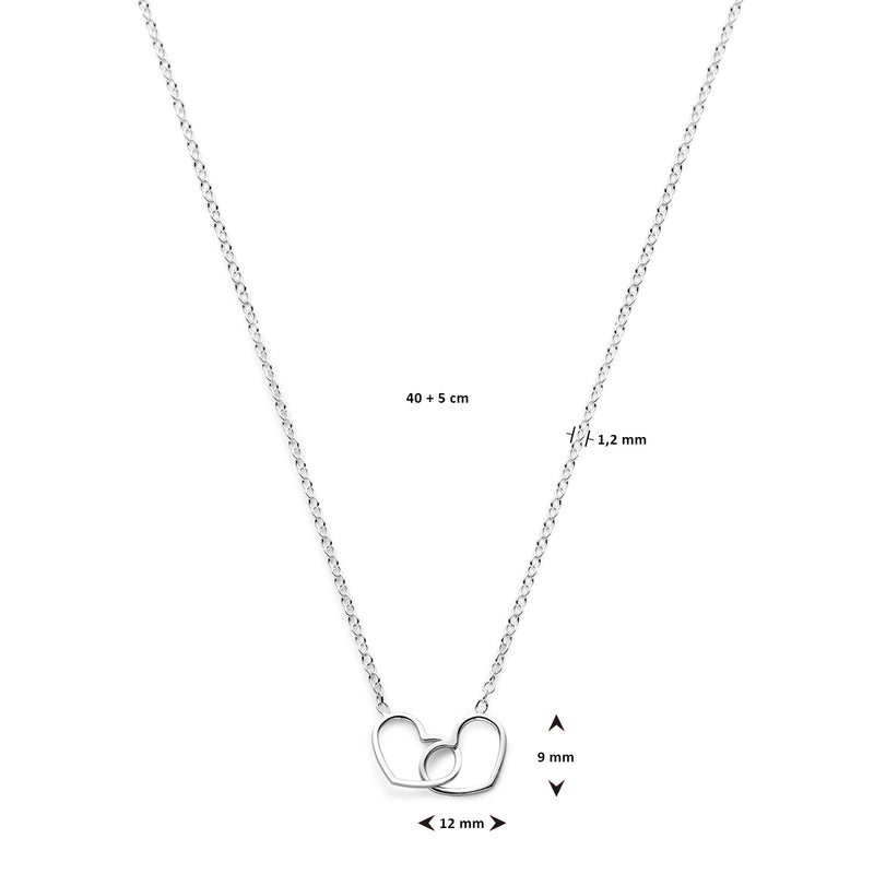vDam Ketting Hart 40cm + 5 Cm Zilver Gerhodineerd 1326172  40cm