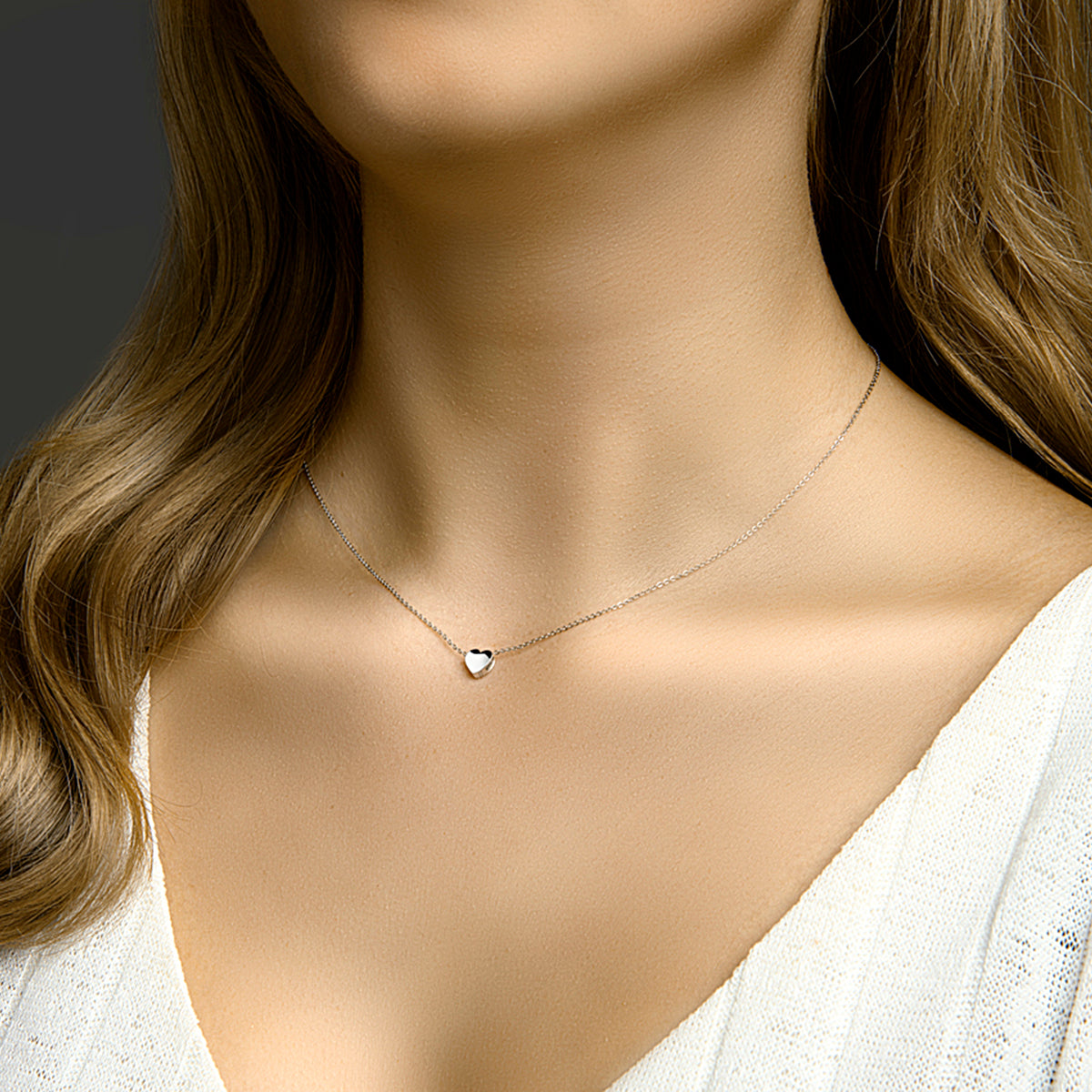 vDam Ketting Hart 41cm + 4 Cm Zilver Gerhodineerd 1332360  41cm