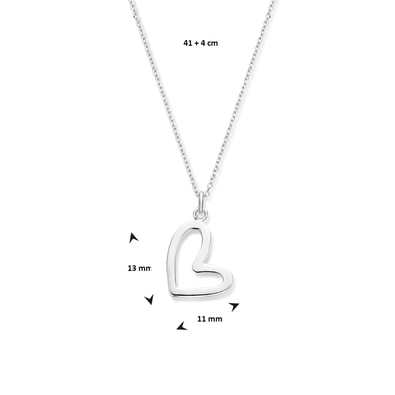 vDam Ketting Hart 41cm + 4 Cm Zilver Gerhodineerd 1334301  41cm