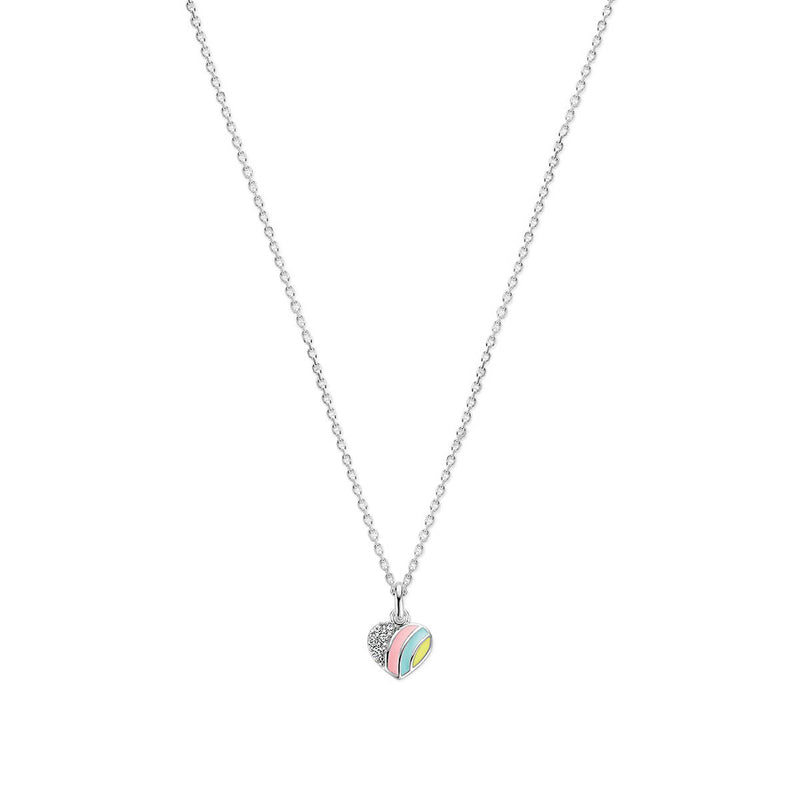 vDam Ketting Hart En Zirkonia 36 + 4 Cm Zilver Gerhodineerd 1340072