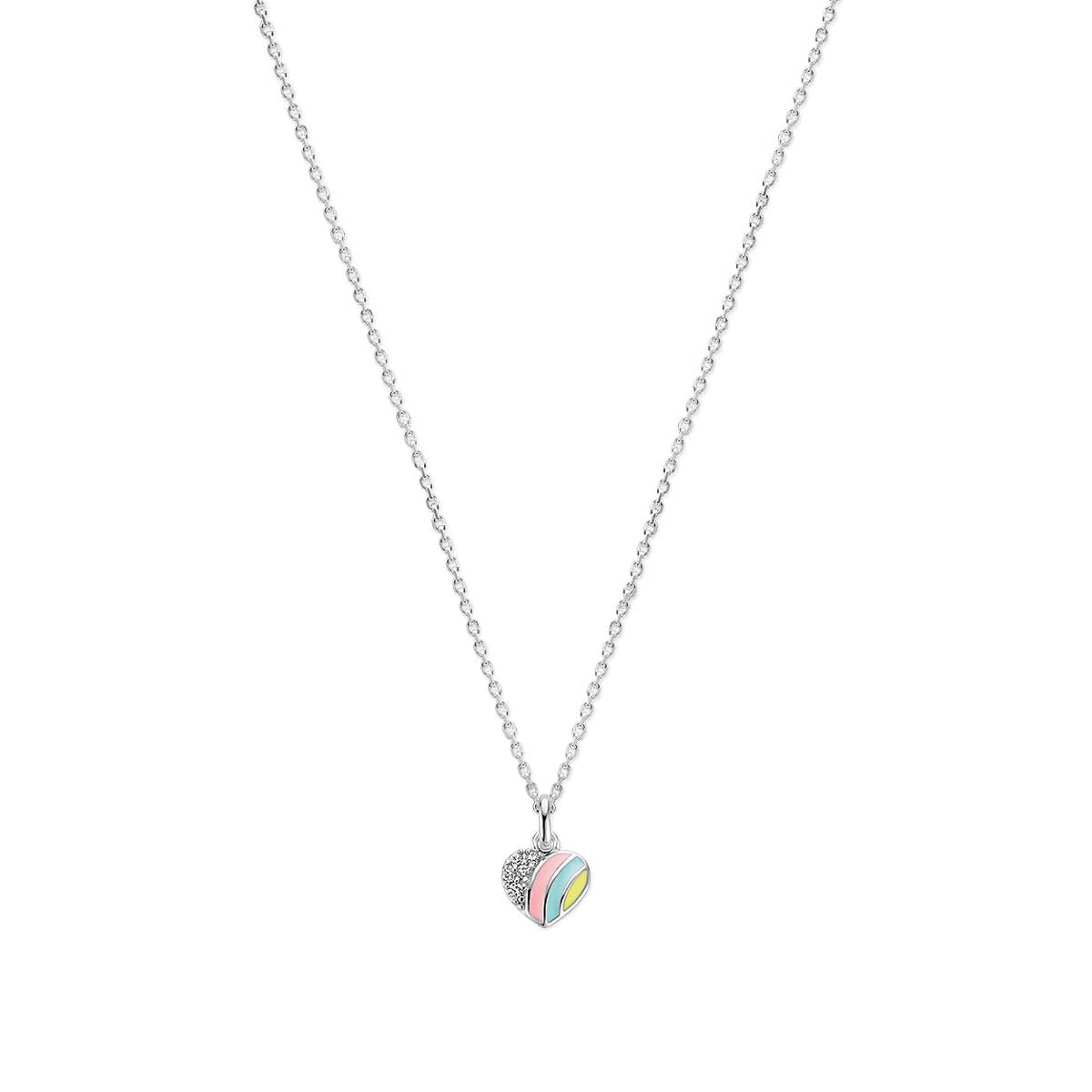 vDam Ketting Hart En Zirkonia 36 + 4 Cm Zilver Gerhodineerd 1340288