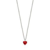 vDam Ketting Hart Rood Zirkonia 45 + 5 Cm Zilver Gerhodineerd 1338192