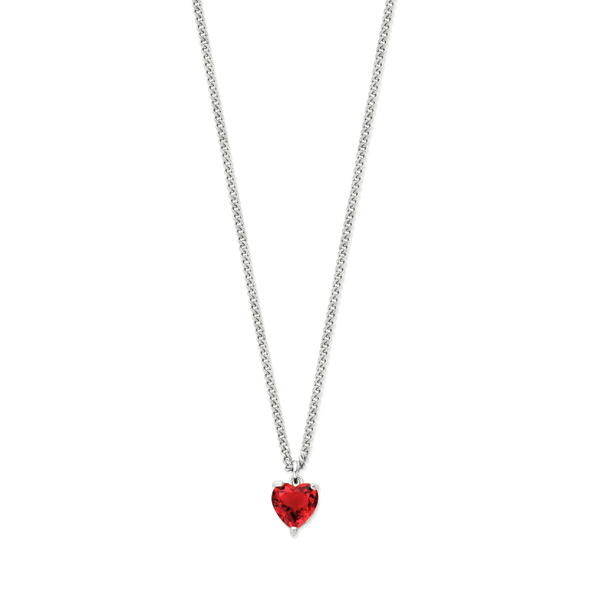 vDam Ketting Hart Rood Zirkonia 45 + 5 Cm Zilver Gerhodineerd 1338192