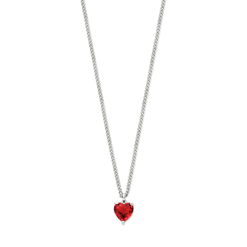 vDam Ketting Hart Rood Zirkonia 45 + 5 Cm Zilver Gerhodineerd 1338192