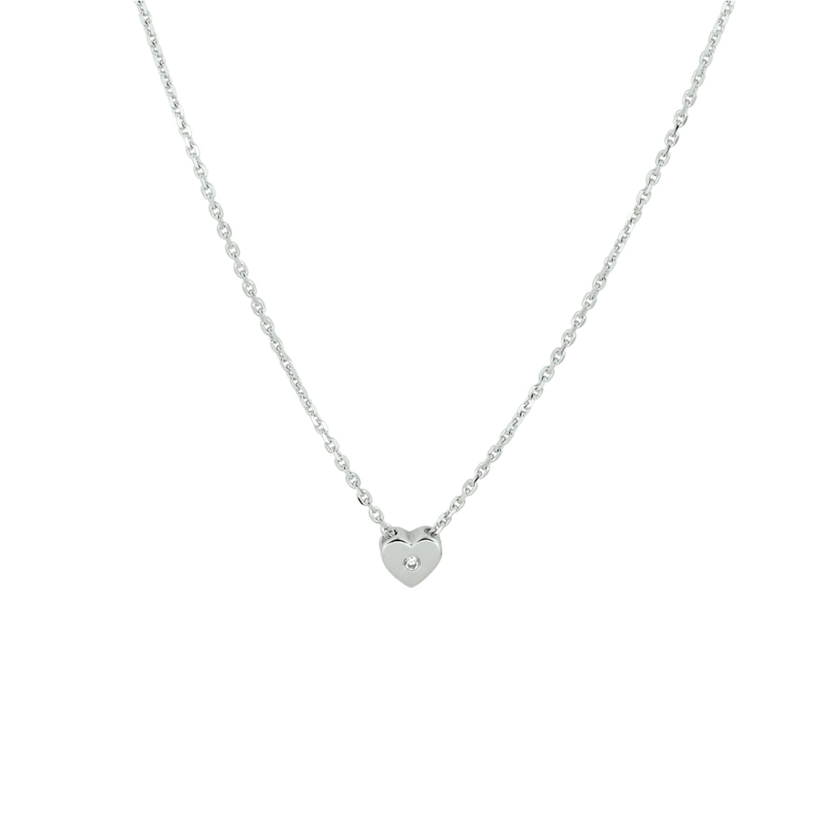 vDam Ketting Hart Zirkonia 41 + 4 Cm Zilver Gerhodineerd 1332838