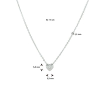 vDam Ketting Hart Zirkonia 41cm + 4 Cm Zilver Gerhodineerd 1332838  41cm
